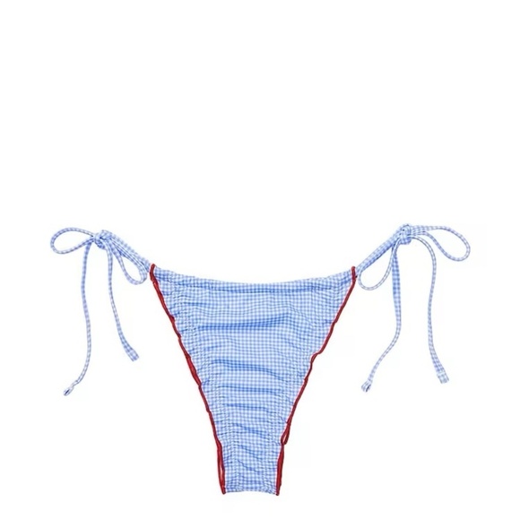 New! Frankies Bikinis xPink Reign Bikini Bottom Marina Gingham Blue 31532 - Picture 4 of 10